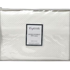Capecchi Made in Italy QUEEN Luxurious Diamond Piquet White Cotton Coverlet NEW